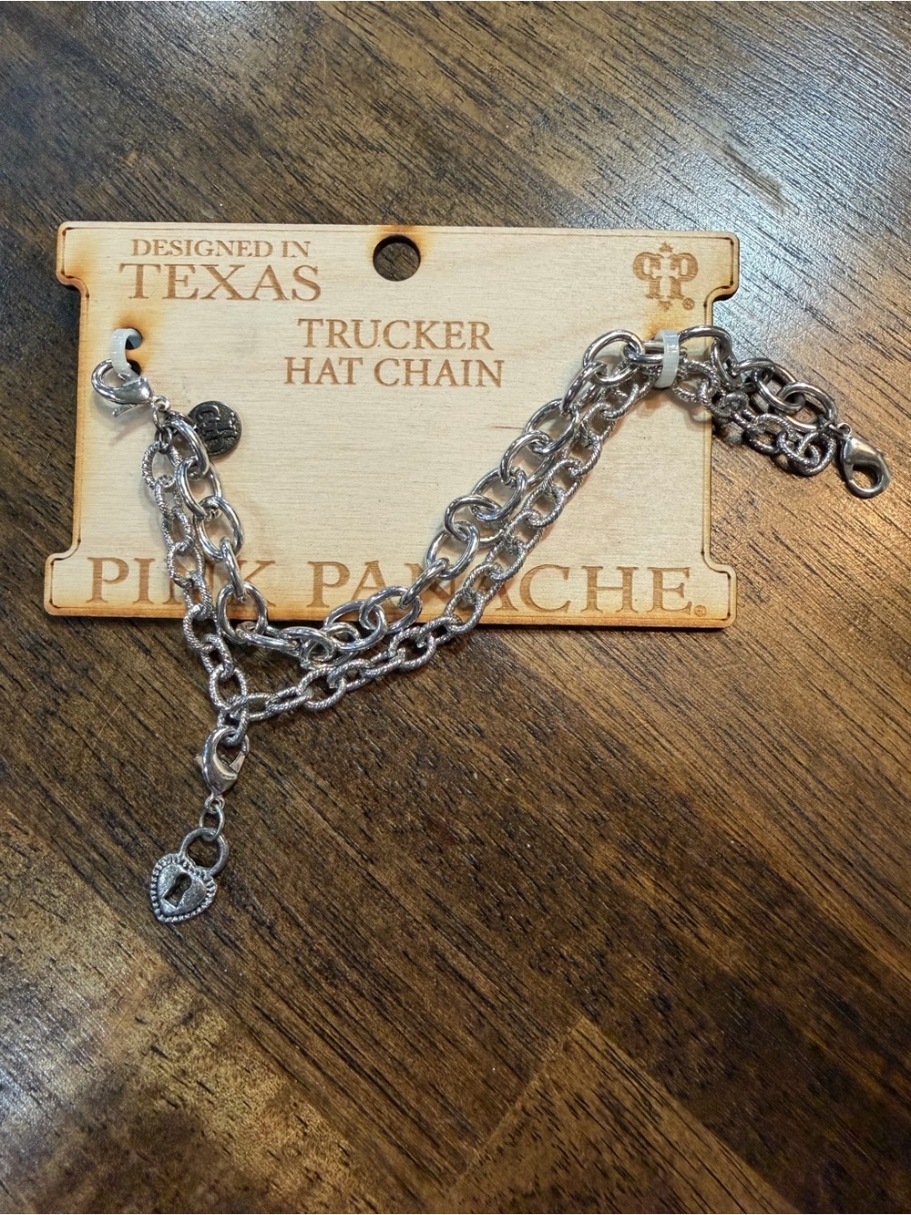 Pink Panache Silver Layered Trucker Hat Chain with Charm